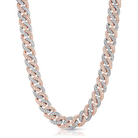 Diamond Cuban Link Micro Choker Chain 8mm The Gold Gods 2 tone front view