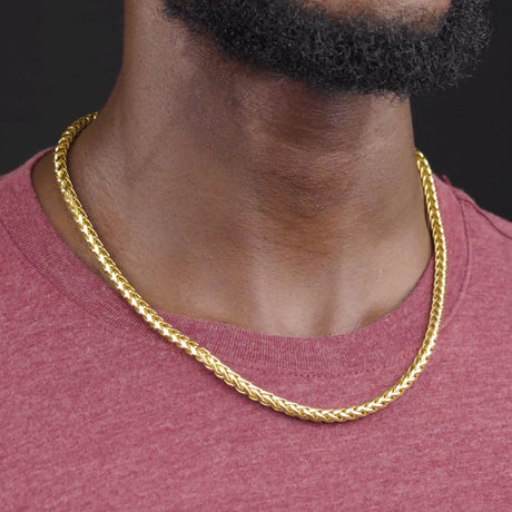 Solid Gold Palm Wheat Franco Chain The Gold Gods 5mm 22 inch