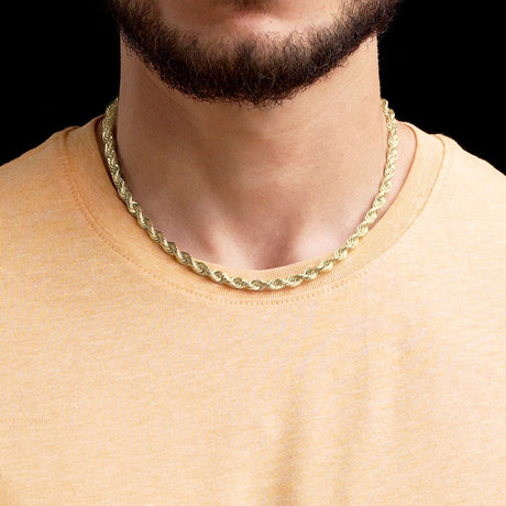 Solid Gold Rope Diamond Cut Necklace Chain Golds Gods 6mm 18 inch