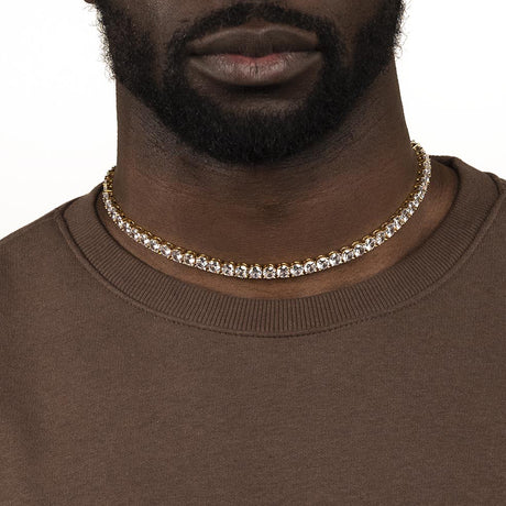 Mens Gold Tennis Chain Necklace 6mm The Gold Gods 18 inch