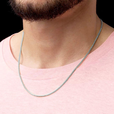 20inch 3mm Silver Franco Curved Chain .925 Sterling Silver The Gold Gods Men's Jewelry 