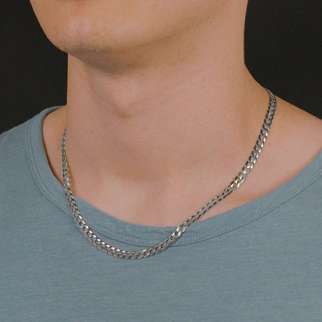 20inch 5mm Silver Curb Cuban Link Chain .925 Sterling Silver