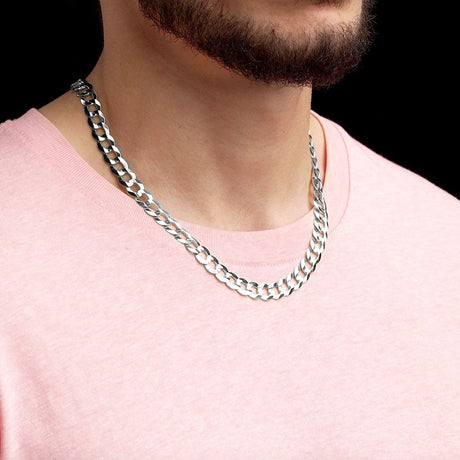 20inch 9.5mm Silver Curb Cuban Link Chain .925 Sterling Silver