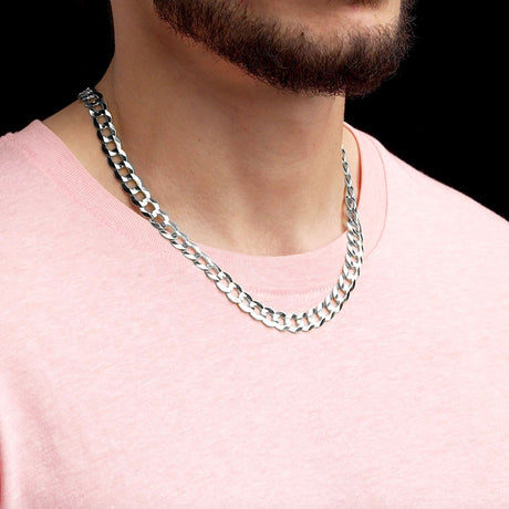 20inch 9.5mm Silver Curb Cuban Link Chain .925 Sterling Silver