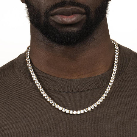 Mens Gold Tennis Chain Necklace 6mm The Gold Gods 22 inch 2