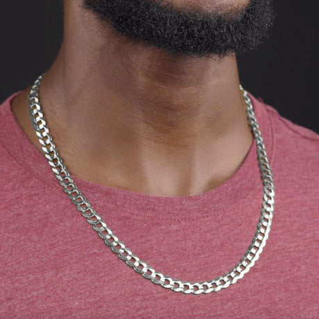 24inch 7.5mm Silver Curb Cuban Link Chain .925 Sterling Silver
