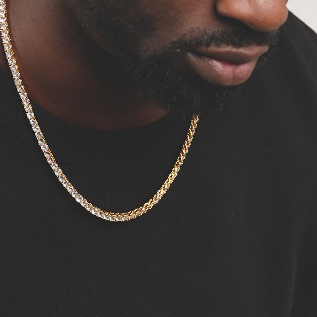 4mm Gold Tennis Chain Necklace Gold Gods Video 1