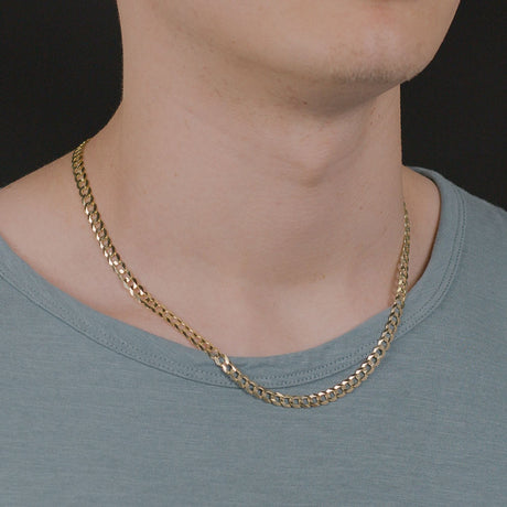 5mm 20inch Vermeil Curb Cuban Chain Italian .925 Sterling Silver The  Gold Gods Men's jewelry