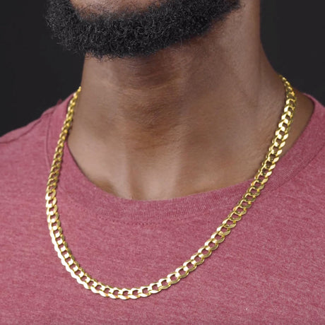 7.5mm 24inch Vermeil Curb Cuban Chain Italian .925 Sterling Silver The  Gold Gods Men's jewelry