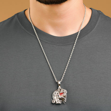 Attack On Titan Eren Roar 22" Gold Rope Chain Necklace white gold