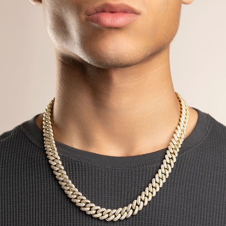 Gold Flooded Diamond Cuban Link Choker Chain 12mm The Gold Gods 22 inch 2