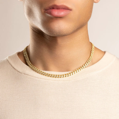 Diamond Cuban Link Micro Choker Chain 8mm The Gold Gods lifestyle look Gold 18 inch 1