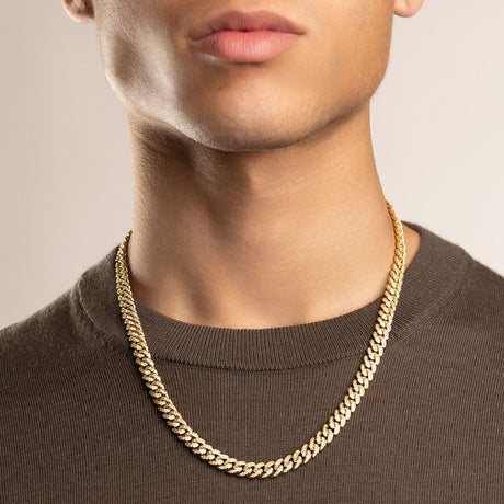 Diamond Cuban Link Micro Choker Chain 8mm The Gold Gods lifestyle look Gold 22 inch 1