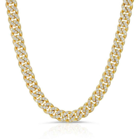 Gold Miami Diamond Cuban Link Chain 8mm The Gold Gods front view