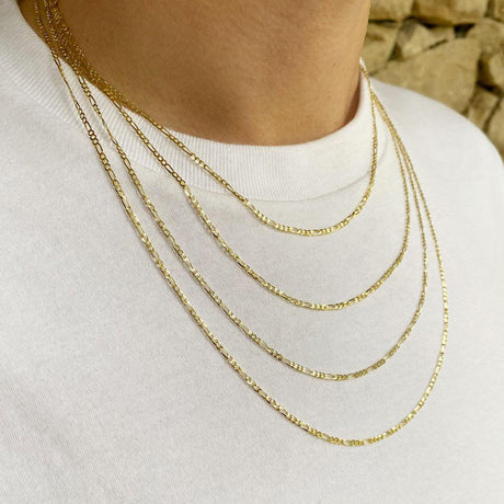 Men's Solid Gold Figaro Link Chain The Gold Gods 2mm Size Guide