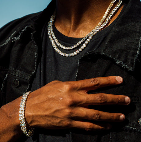 Diamond Tennis Chain White Gold (4mm) The Gold Gods lifestyle view