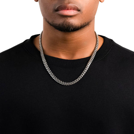 Men's Silver Chain - White Gold 8mm Miami Cuban Link - The Gold Gods - 22 inch 1