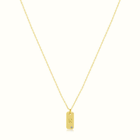 Women's Vermeil Letter R Plate Necklace Pendant The Gold Goddess Women’s Jewelry By The Gold Gods